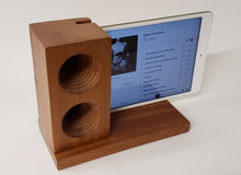 Load image into Gallery viewer, The AMP Mini a hand made wooden passive speaker. fits an IPad Mini 2, 3, or 4
