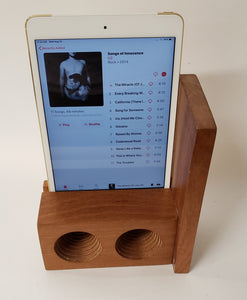 The AMP Mini a hand made wooden passive speaker. fits an IPad Mini 2, 3, or 4