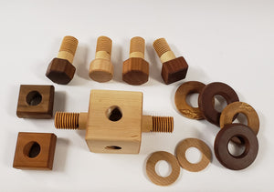 Wooden Activity Cube Nuts and Bolts Montessori toys
