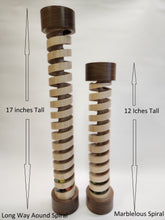 Load image into Gallery viewer, The &quot;Long Way Around&quot; Spiral is handmade desktop marble wood toy made from Maple.
